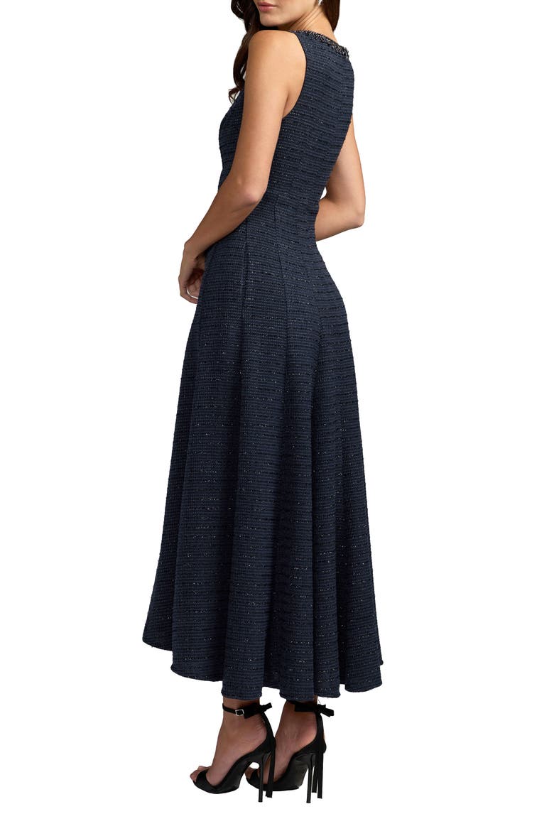 Sleeveless A-Line Boucle Midi Dress, Alternate, color, Midnight