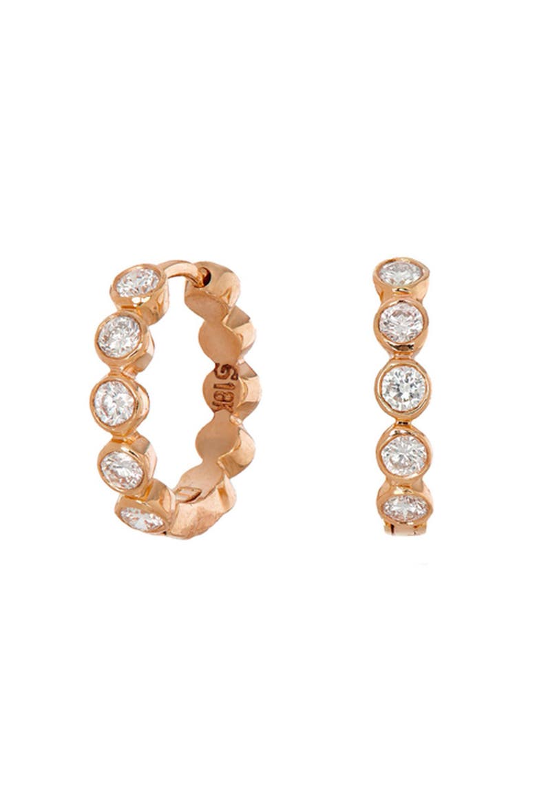 Modern Diamond Bezel Hoop Earrings, Main, color, ROSE GOLD