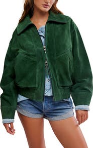 Free People Desert Moon Suede Bomber Jacket