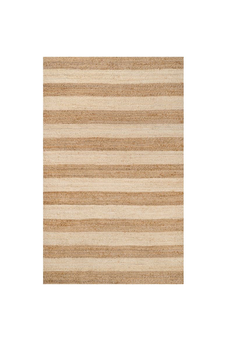 Jayden Rustic Farmhouse Woven Jute Stripe Area Rug, Main, color, Natural/Bleach