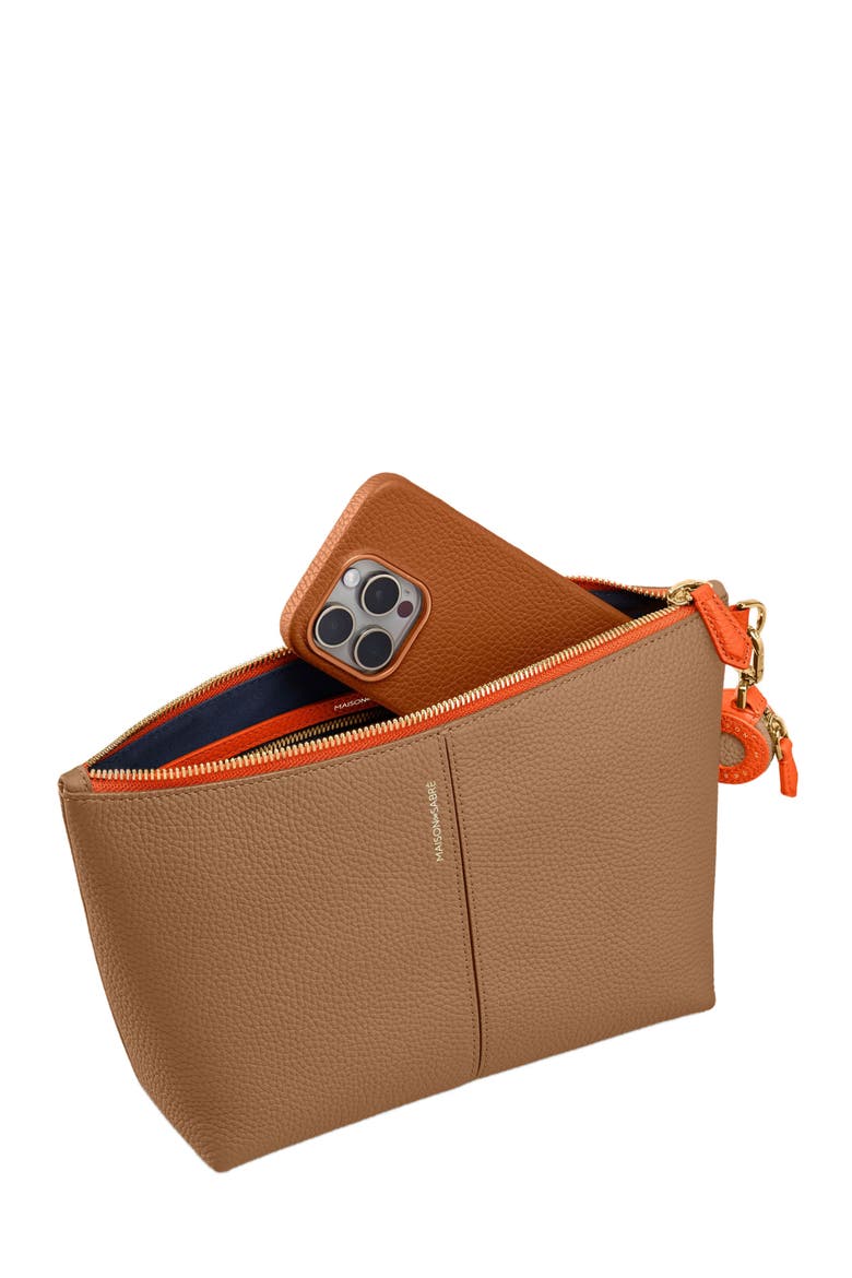 Medium Leather Flaire Pouch, Alternate, color, Manhattan Sandstone