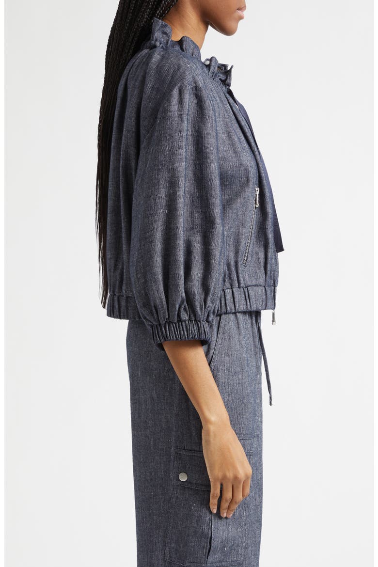 Kaylie Linen & Cotton Jacket, Alternate, color, NAVY/ IVORY