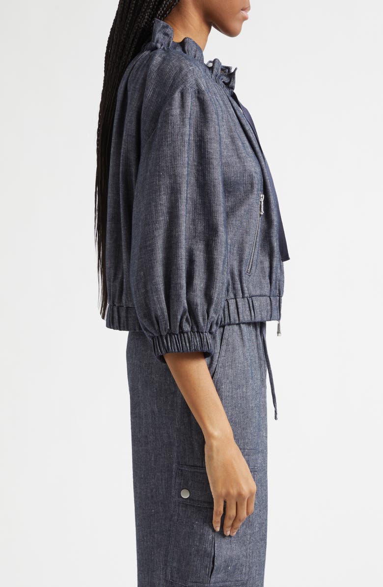 Cinq à Sept Kaylie Linen & Cotton Jacket, Alternate, color, Navy/ Ivory