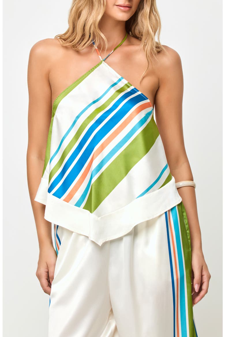Hollis Handkerchief Halter Cover-Up Top, Main, color, CANCAN STRIPE