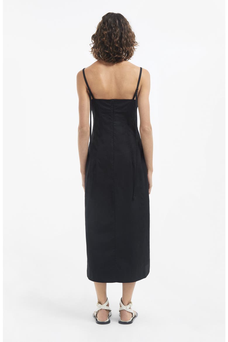 Bustier Midi Dress in Cotton Sateen, Alternate, color, Black