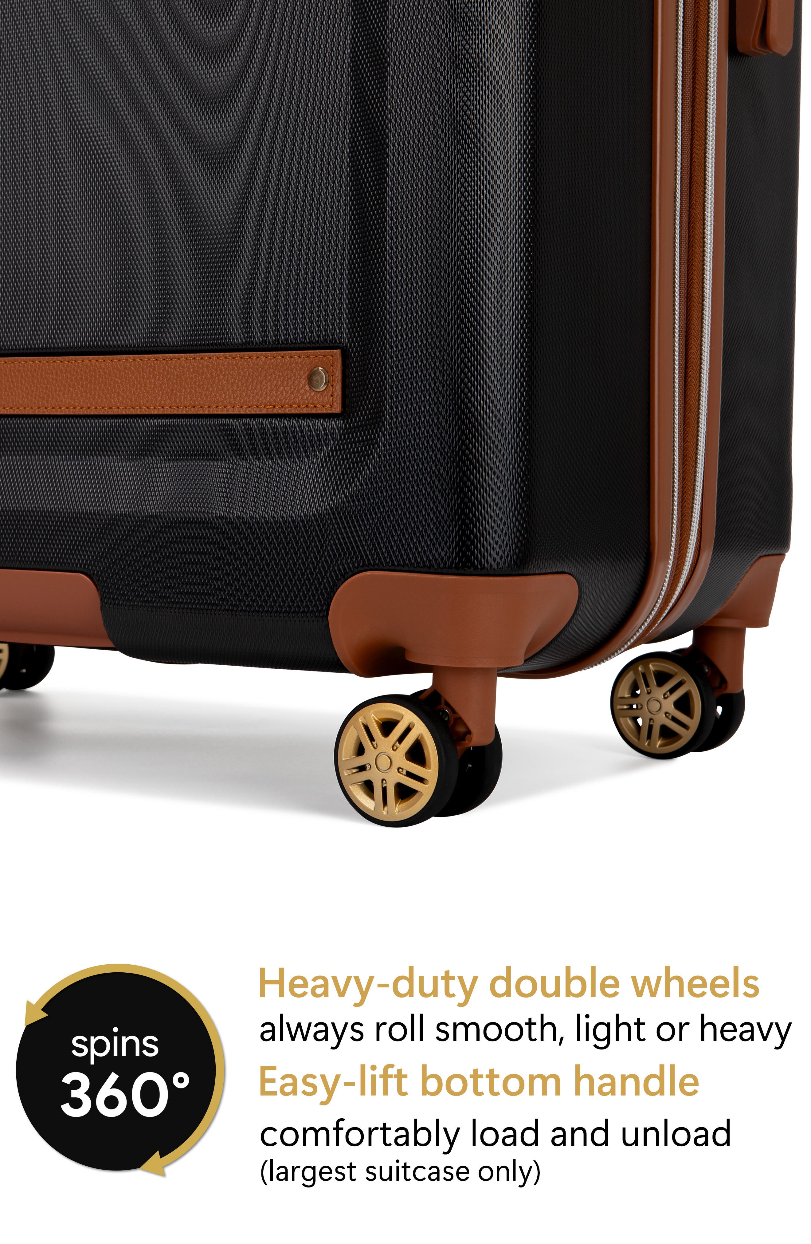 19V69 ITALIA Vintage 3 Piece Expandable Spinner Luggage Set, Alternate, color, Black