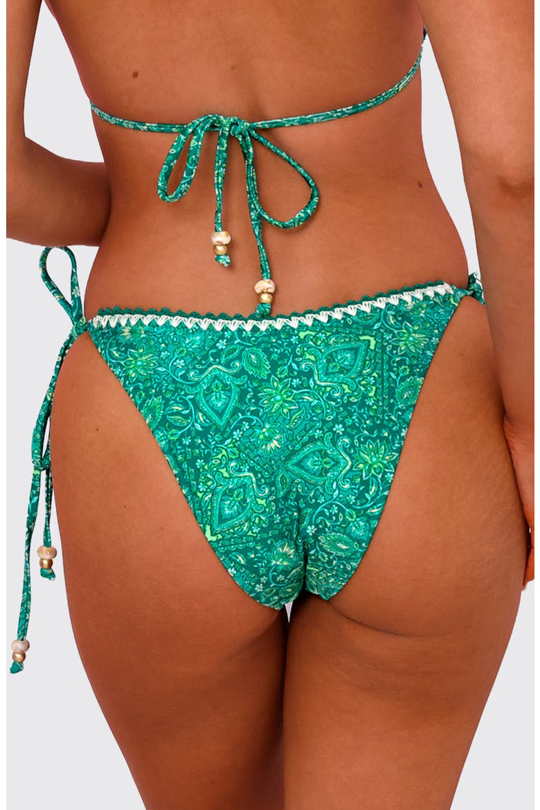 Crochet Dipped Side Tie Bikini Bottoms, Alternate, color, EMERALD AURA