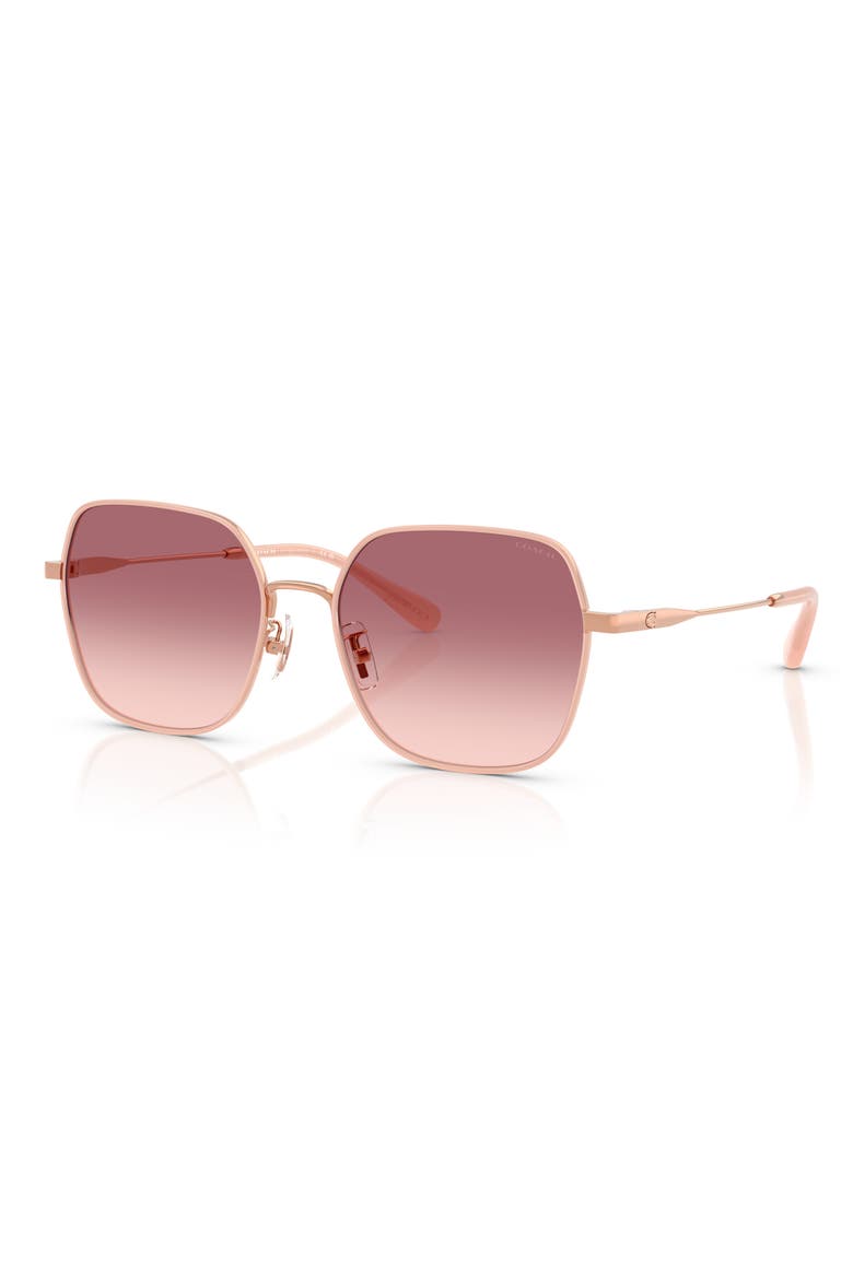 57mm Irregular Round Sunglasses, Alternate, color, SHINY ROSE GOLD / VIOLET PINK