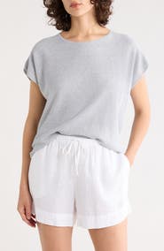 Eileen Fisher Cap Sleeve Organic Linen & Organic Cotton Sweater
