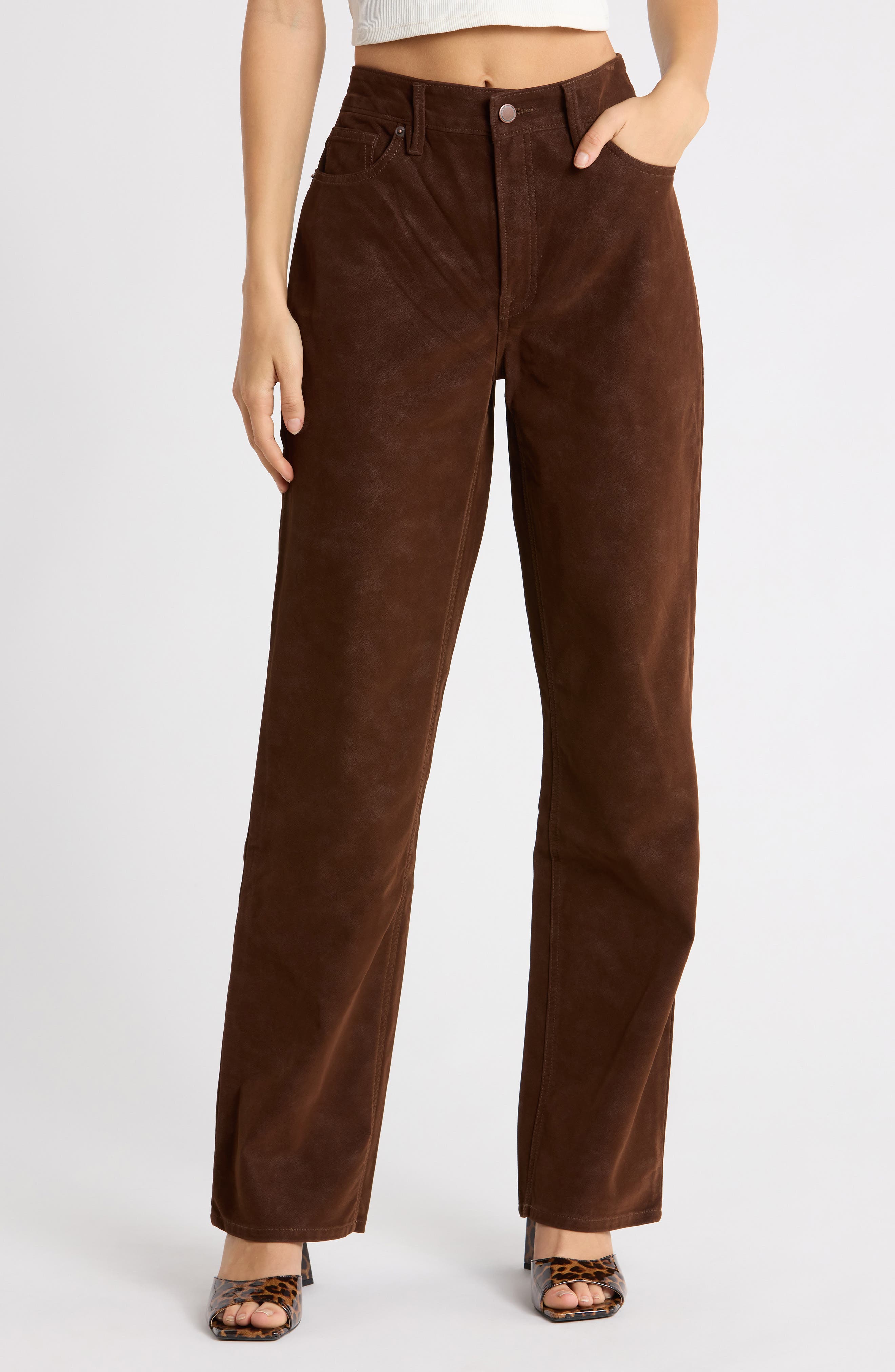 Better Than Suede Good True High Waist Straight Leg Faux Leather Pants