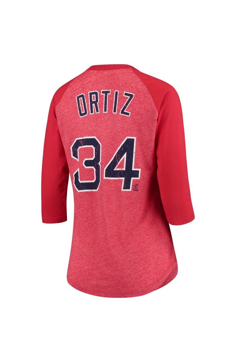Majestic Threads Women's Majestic Threads David Ortiz Red Boston Red Sox Name & Number Tri-Blend Three-Quarter Length Raglan T-Shirt, Alternate, color, Red