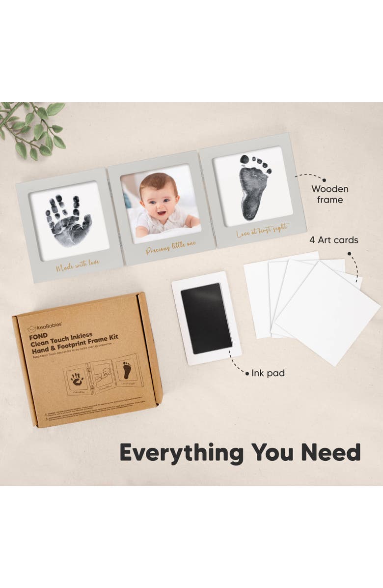 KeaBabies Fond Clean Touch Inkless Hand and Footprint Frame, Alternate, color, Cloud Gray/Gold