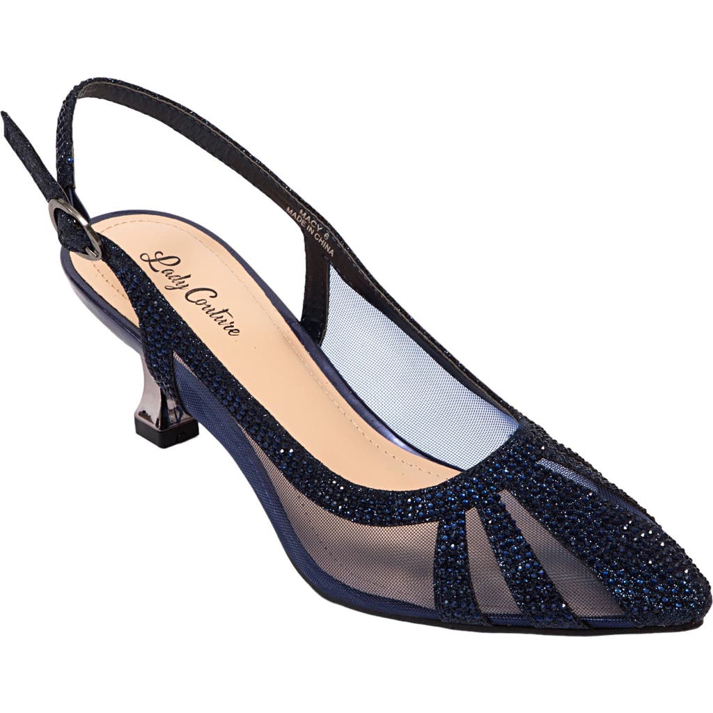 Lady Couture Macy Mesh Rhinestone Slingback Pump In Blue