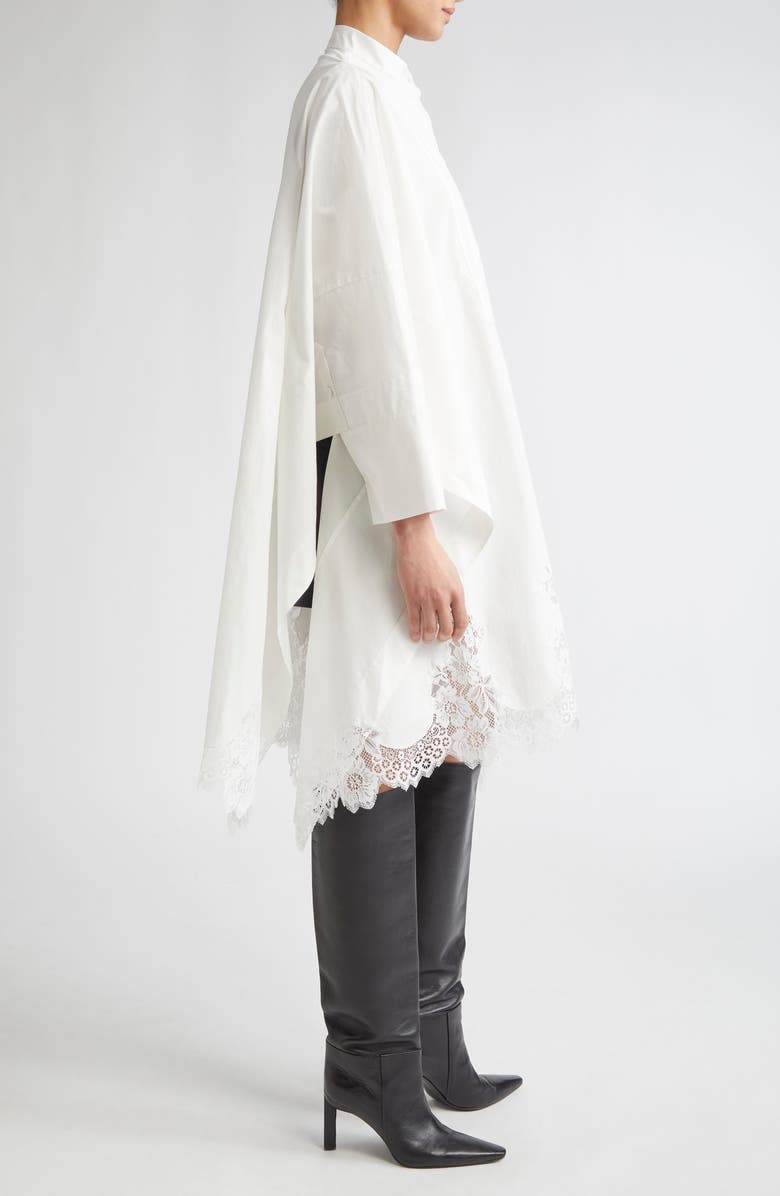 MONSE Lace Hem Button-Up Shirt, Alternate, color, Ivory