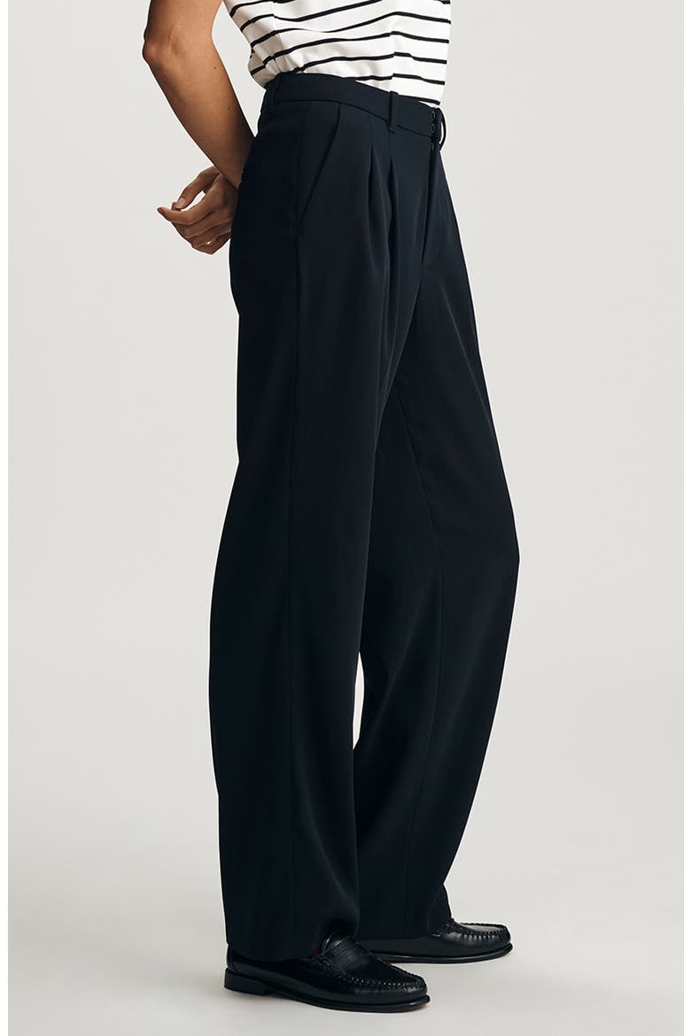 Pleated Straight Leg Pants, Alternate, color, DARK NAVY