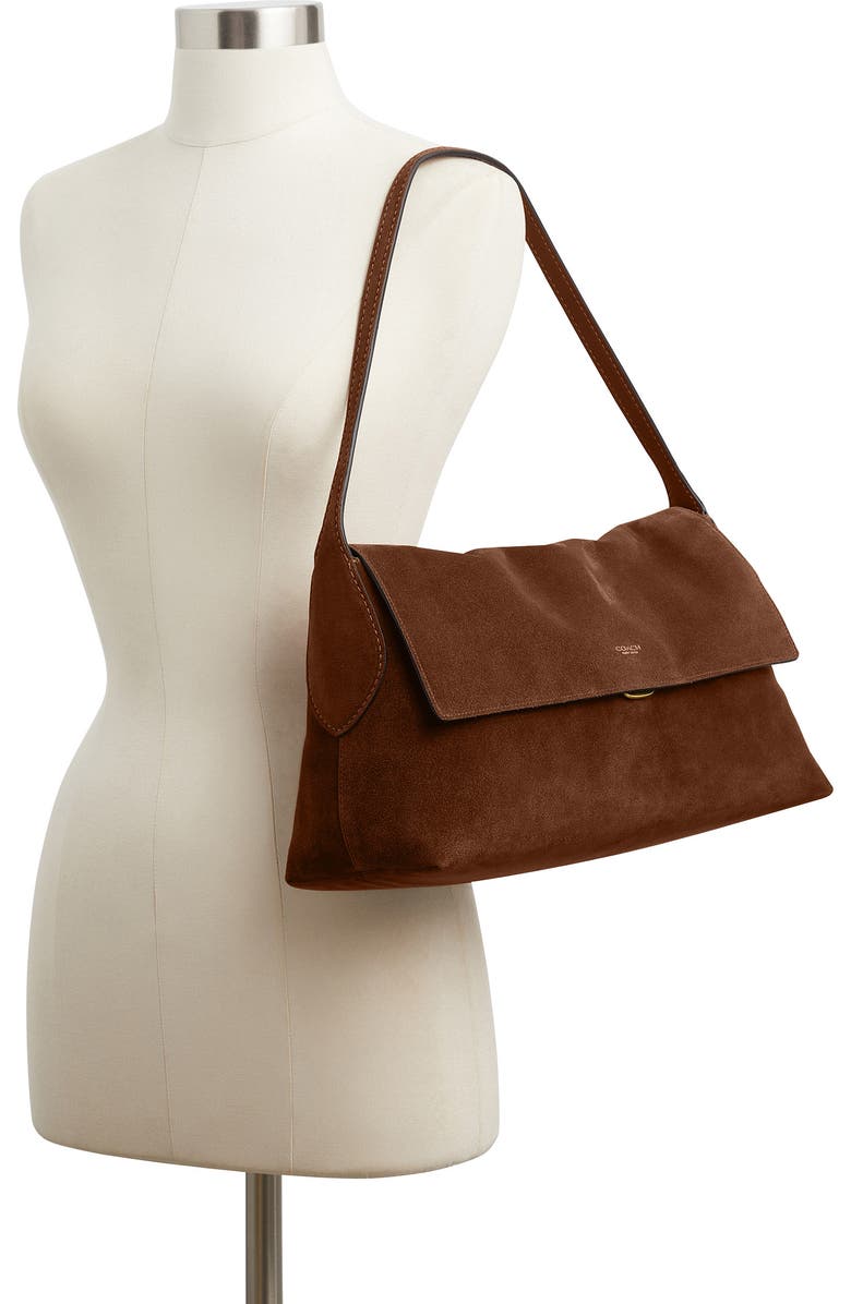 COACH Chelsea 36 Suede Shoulder Bag, Alternate, color, Warm Brown