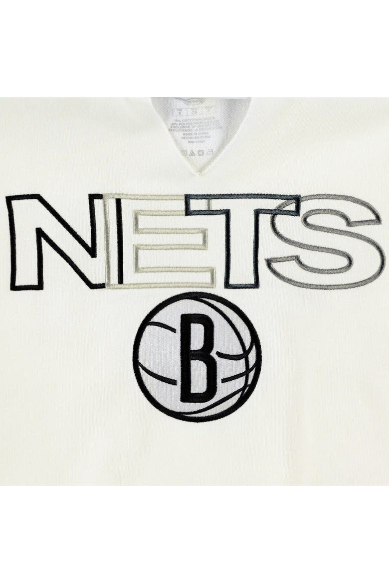 Women's Concepts Sport  White Brooklyn Nets Sunray Notch Neck Long Sleeve T-Shirt, Alternate, color, White