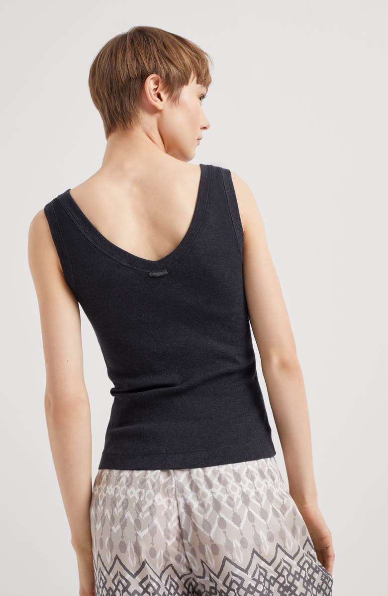 Brunello Cucinelli Ribbed jersey top, Alternate, color, 