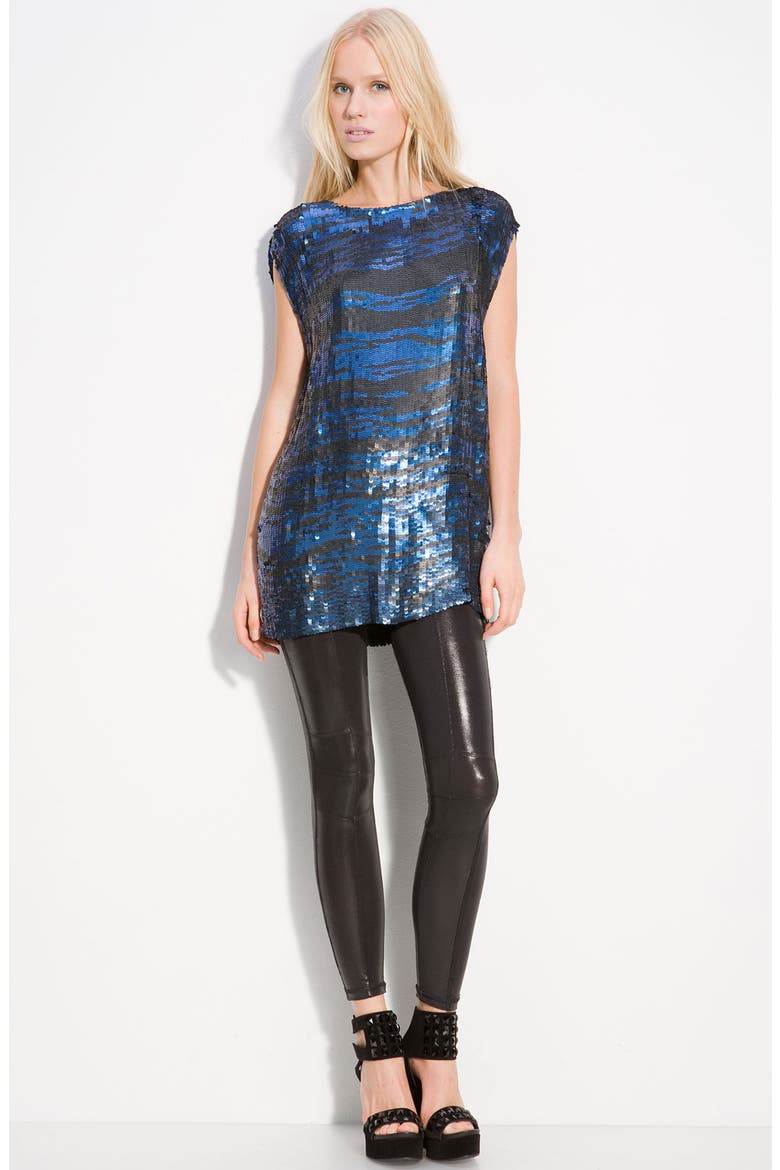 Sequined Zebra Stripe Tunic, Main, color, NAVY