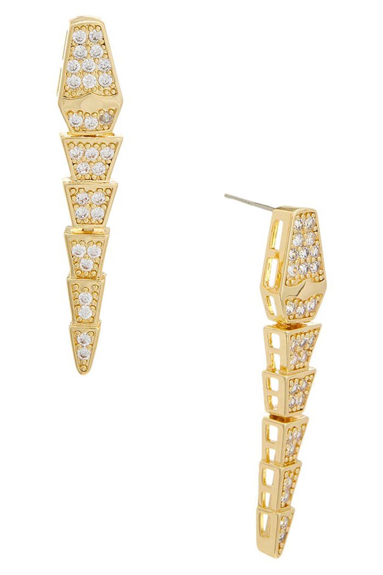 Pavè Snake Drop Earrings, Main, color, YELLOW