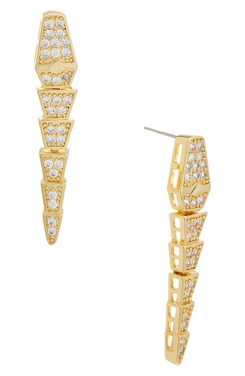 Juvell Pavè Snake Drop Earrings, Main, color, Yellow