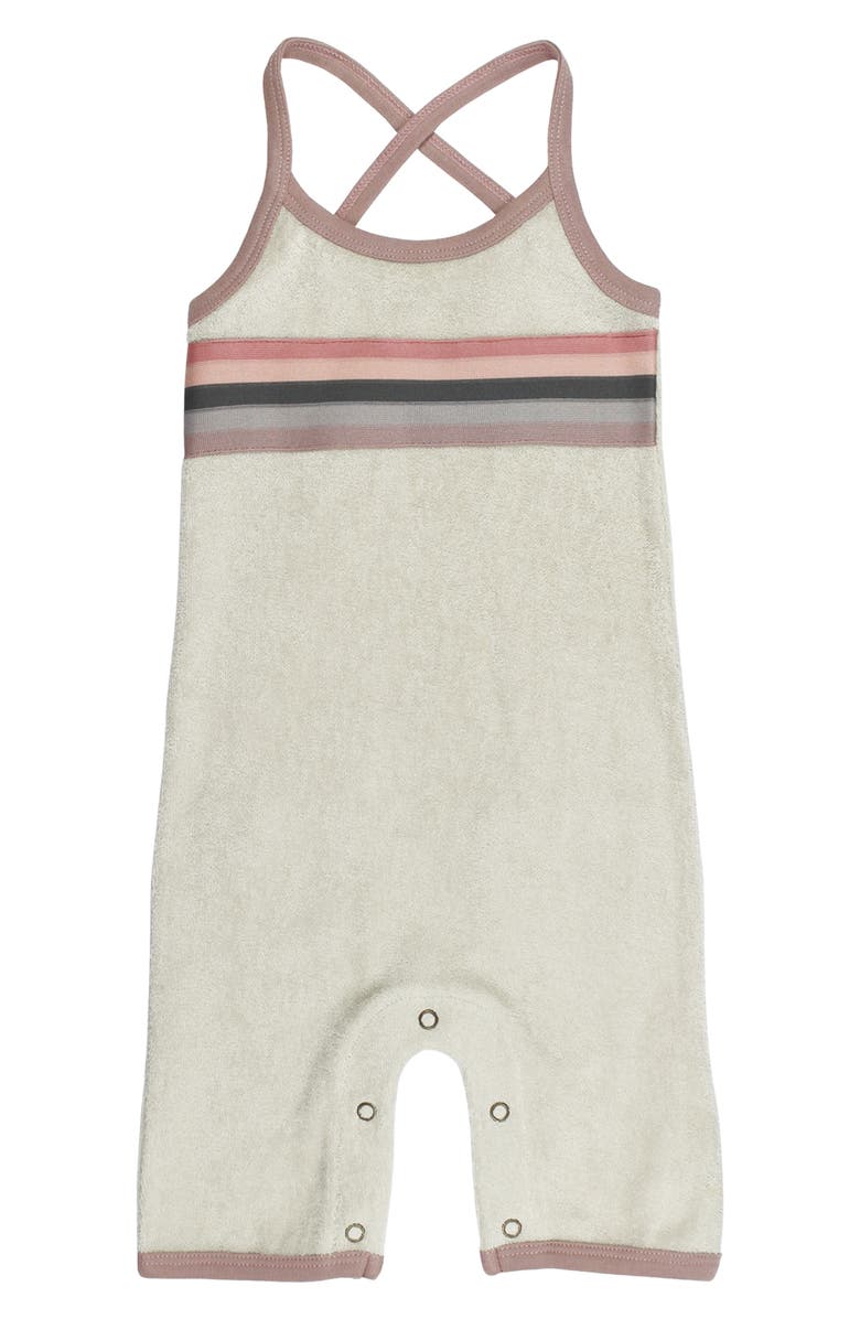 L'ovedbaby Stripe Appliqué Sleeveless Organic Cotton Terry Overalls, Main, color, 
