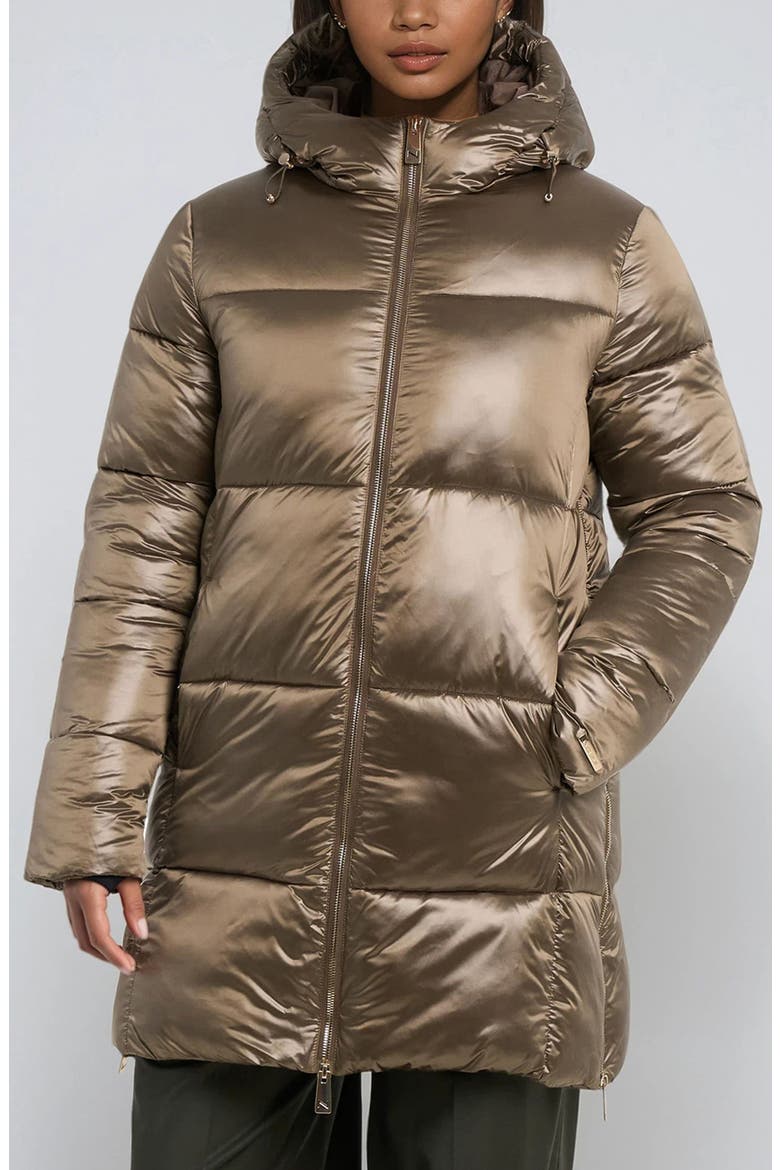 Alicia Water Resistant Hooded Parka Puffer Jacket, Main, color, MOCHA