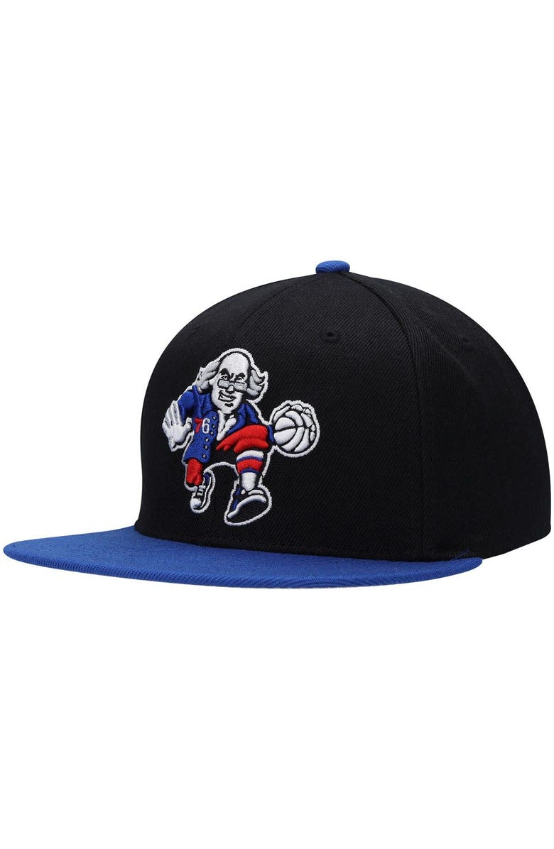 Mitchell & Ness Men's Mitchell & Ness Black/Royal Philadelphia 76ers Side Core 2.0 Snapback Hat, Alternate, color, 