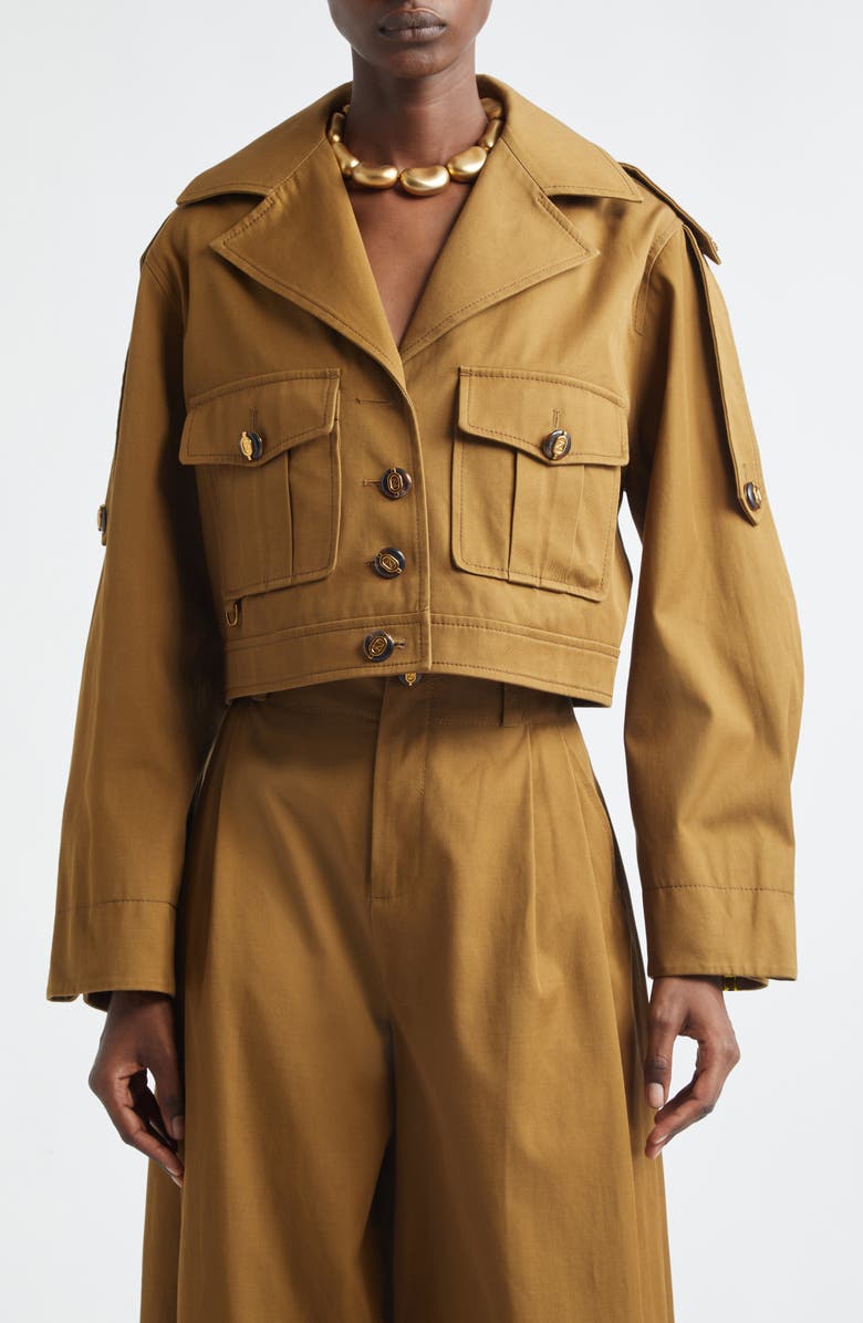 Zimmermann Kindred Spirit Luna Cotton Drill Cargo Jacket, Main, color, Dark Khaki