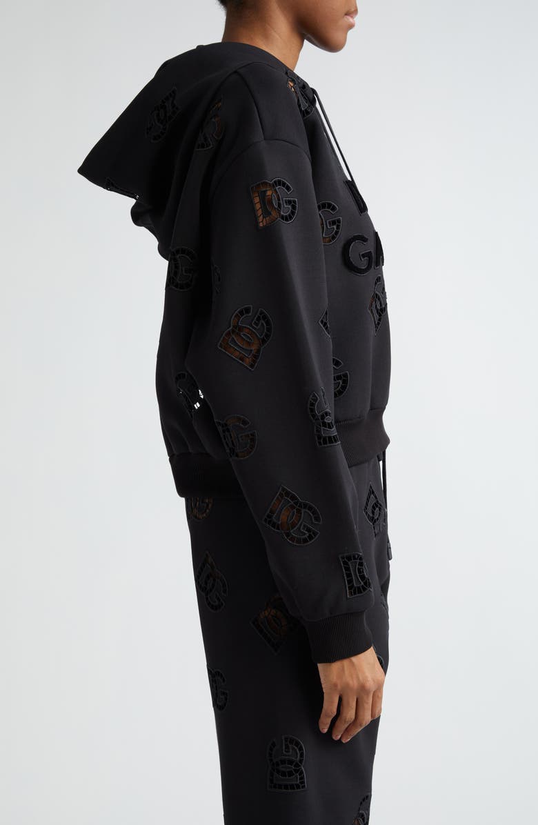 Dolce&Gabbana Eyelet Logo Cotton Blend Hoodie, Alternate, color, 