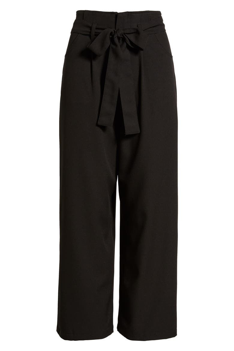 Tie Waist Crop Pants, Alternate, color, BLACK