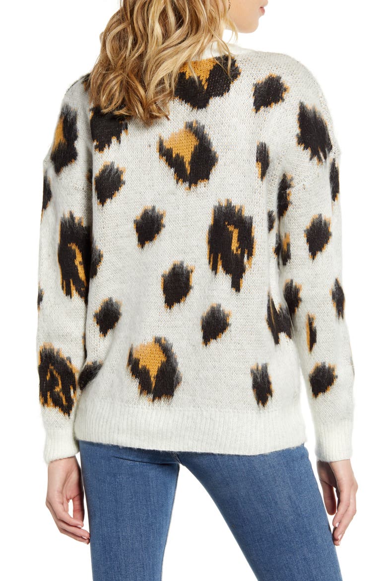 Leopard Pullover, Alternate, color, IVORY