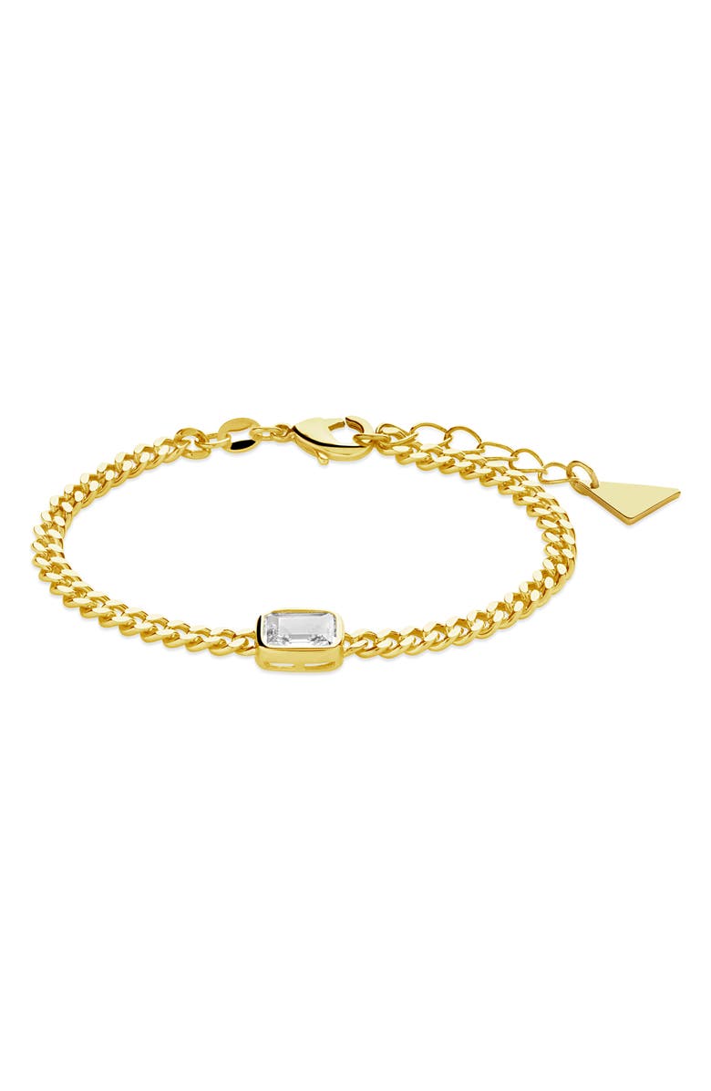 Sterling Forever Harper Cubic Zirconia Chain Bracelet, Alternate, color, Gold