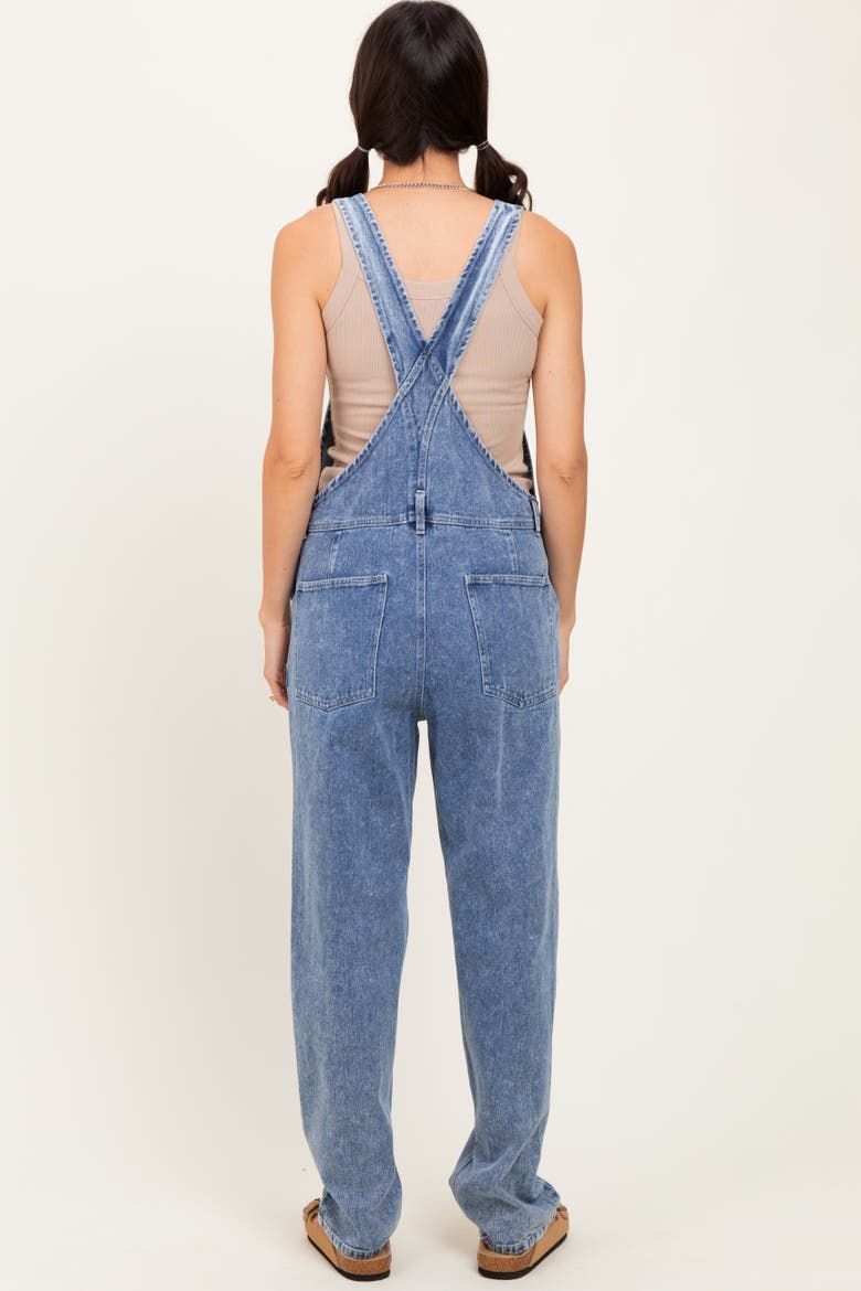 Wash Rolled Cuff Denim Overalls, Alternate, color, Light Blue