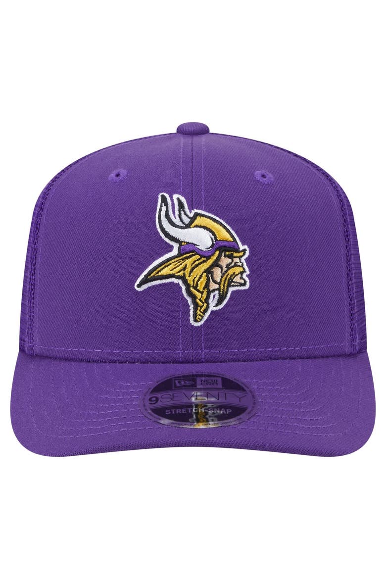 Men's New Era Purple Minnesota Vikings Main Trucker 9SEVENTY Stretch-Snap Hat, Alternate, color, Purple