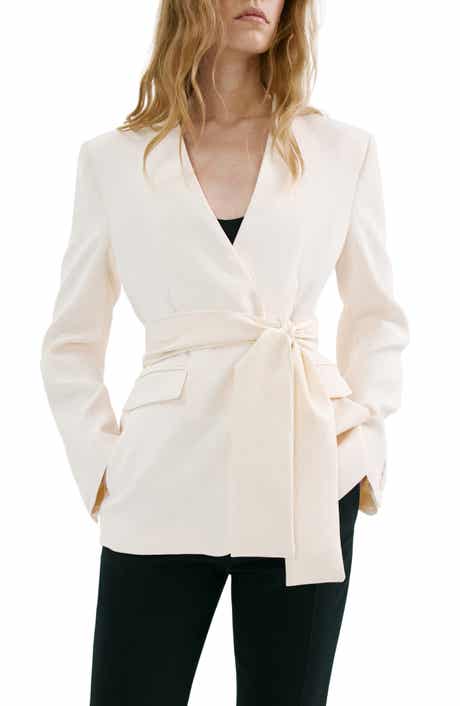 American New York Collarless Tie Waist Jacket with Scarf