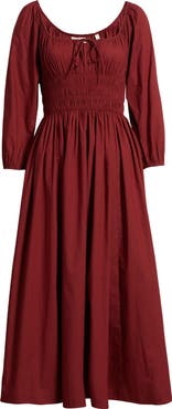 DÔEN Quintessa Shirred Organic Cotton Maxi Dress