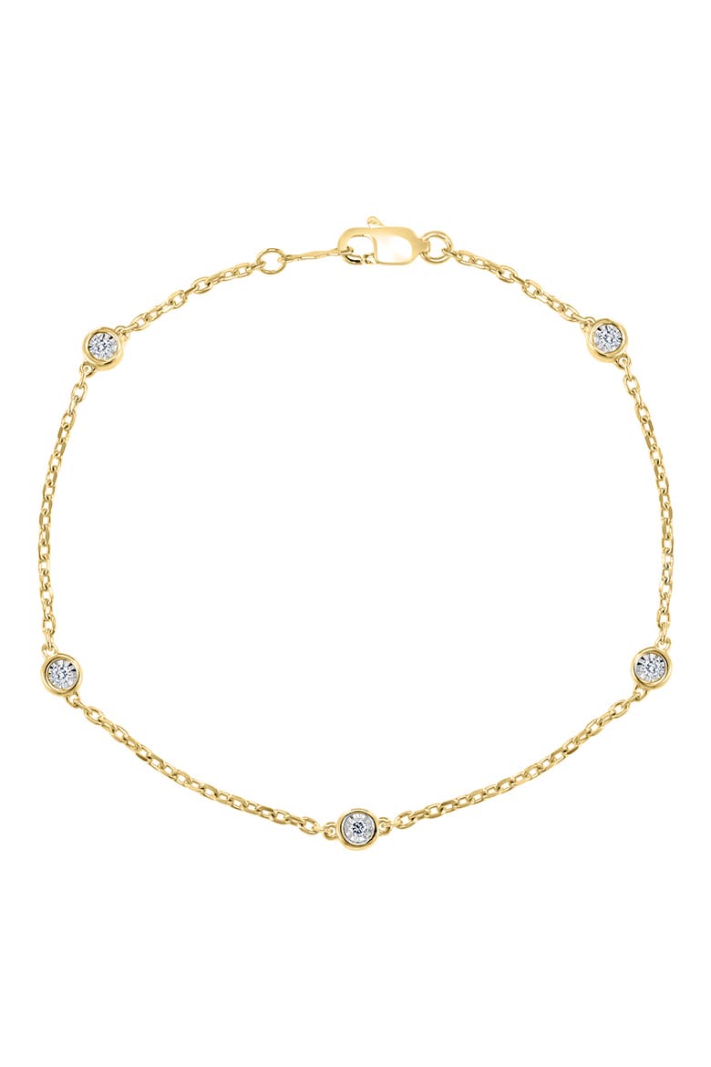 14k Gold Plated Sterling Silver Diamond Station Bracelet, Main, color, GOLD