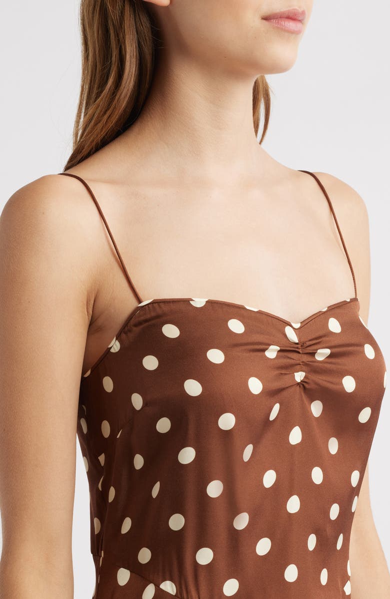 DÔEN Lorraine Polka Dot Silk Blend Satin Midi Dress, Alternate, color, Georgine Dot