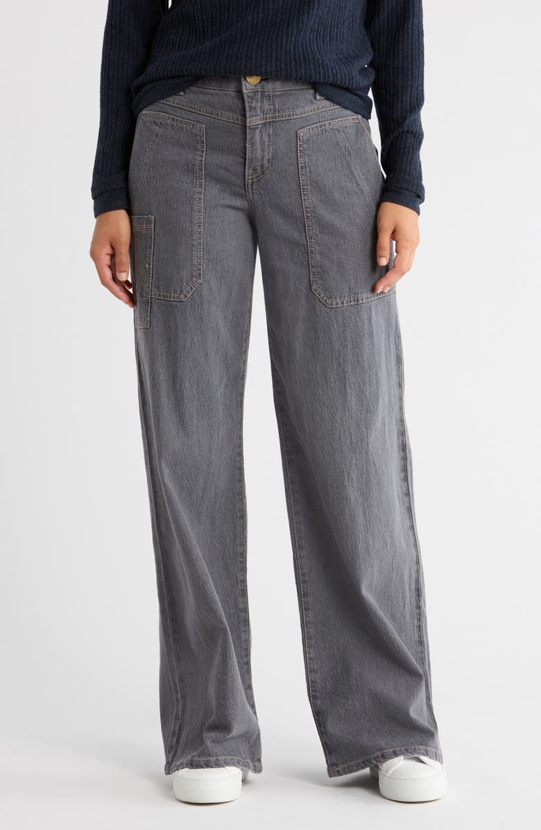 Democracy High Waist Wide Leg Carpenter Jeans, Main, color, Grey