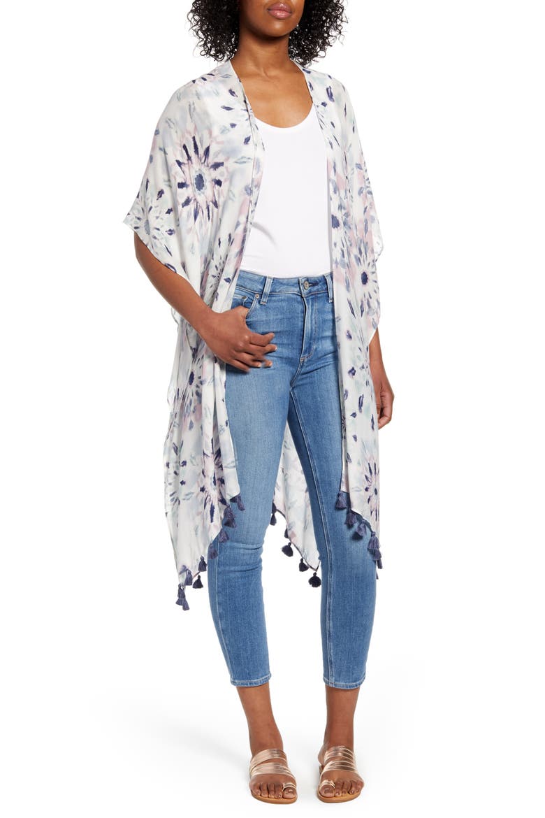 Print Tassel Duster, Main, color, BLUE KALEIDOSCOPE PRINT