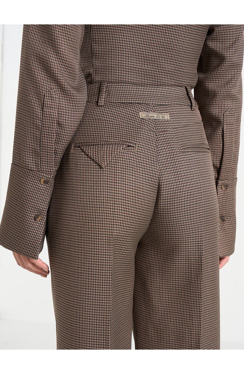 Manière De Voir Julie Houndstooth Twin Pleat Trousers, Alternate, color, Brown