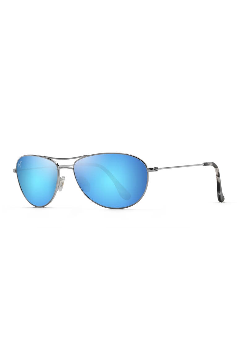 Baby Beach 56mm Polarized Aviator Sunglasses, Alternate, color, SILVER/ BLUE HAWAII