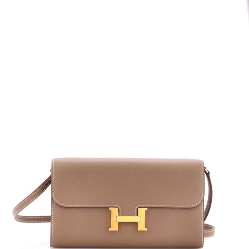 Pre-owned Hermes Hermes Constance To Go Wallet Evercolor In Brown