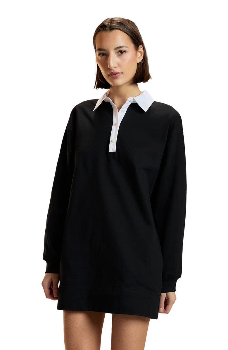 Cynthia Rowley Rugby Mini Dress, Main, color, Black