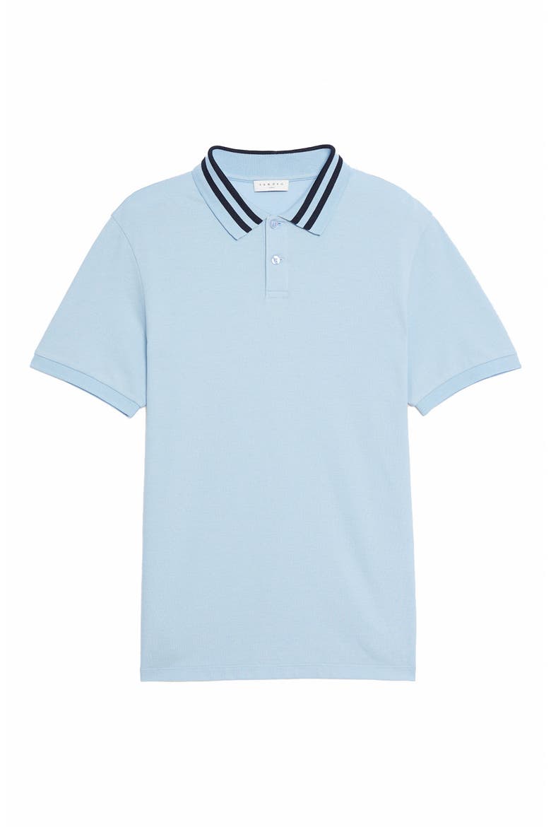 Fred Tipped Cotton Polo, Main, color, BLEU CIEL