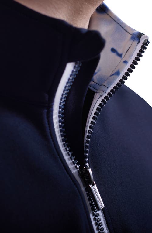 Bugatchi Solid Quarter Zip Pullover In Blue