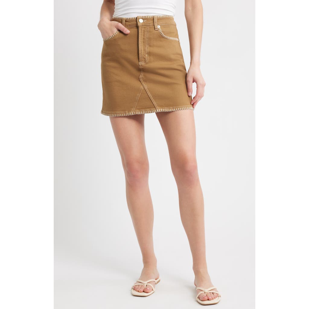 Rails Laurel Embroidered Stitch Denim Miniskirt In Brown