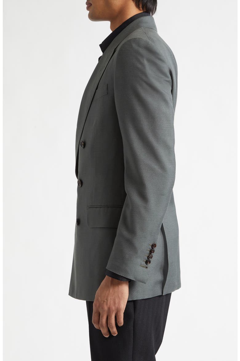 Dyllan Double Breasted Silk Canvas Sport Coat, Alternate, color, PINE GREEN/ GREY