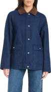 Vince Camuto Corduroy-Collared Denim Utility Jacket